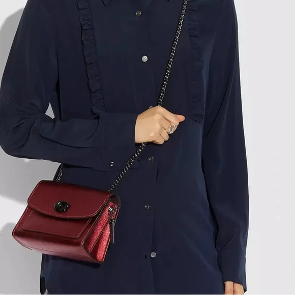 Coach Parker Handbag in Metallic Red Leather